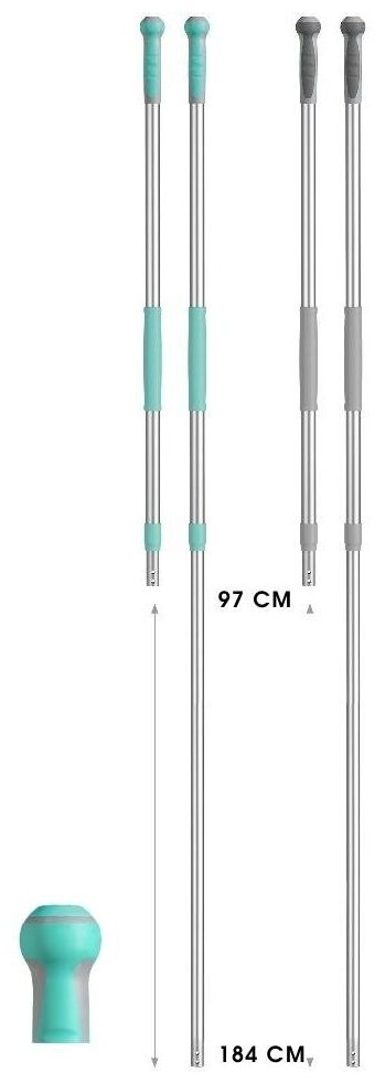 Рукоятка телескопическая TTS 102-184 см зеленая - фотография № 1