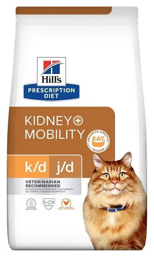 Сухой диетический корм для кошек Hill's Prescription Diet k/d + Mobility для поддержания здоровья почек и суставов, с курицей, 1,5кг - фотография № 3
