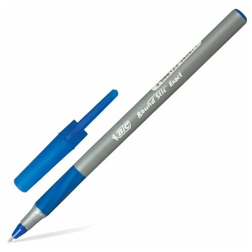 Ручка шариковая Bic Round Stic Exact 0.8mm корпус Grey, стержень Blue 918543