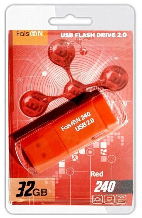 Флеш диск 32GB USB 2.0 FaisON 240 пластик красный