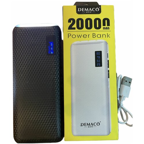 Внешний аккумулятор Power Bank Demaco DKK-005 20000 mah 2 USB черный c фонариком