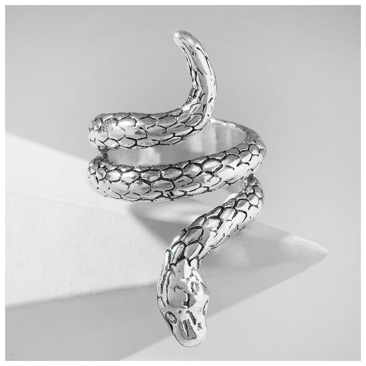 Кольцо Змея цвет серебро, безразмерное