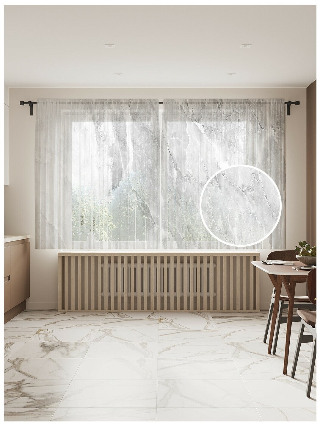 Тюль для кухни и спальни JoyArty "Неизвестная туманность", 2 полотна со шторной лентой шириной по 145 см, высота 180 см. - фотография № 1