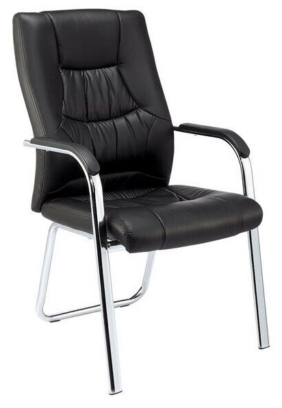 Конференц-кресло BN_TQ_Echair-807 VPU кожзам черный, хром - фотография № 1