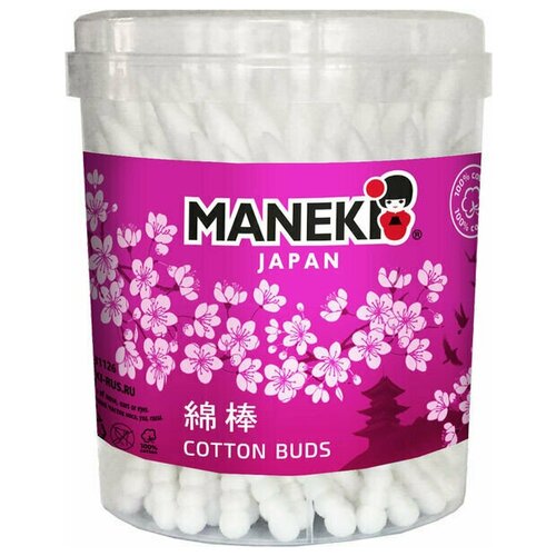 Maneki Палочки ватные космет. SAKURA, с бел. бум. стиком и 2 видами аппликатора, 150 шт.