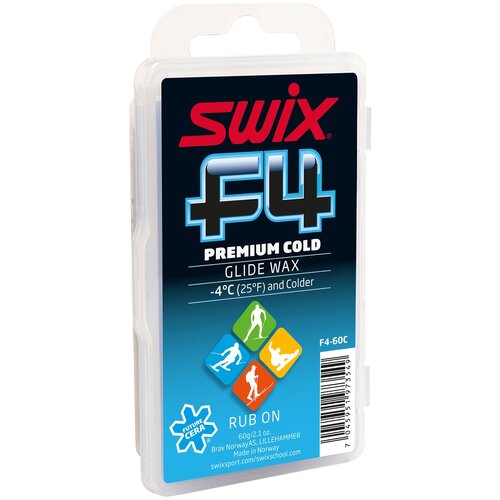 Мазь скольжения, мазь Swix F4-60C Premium Cold, синий мазь скольжения swix bio racing цвет синий 60 г