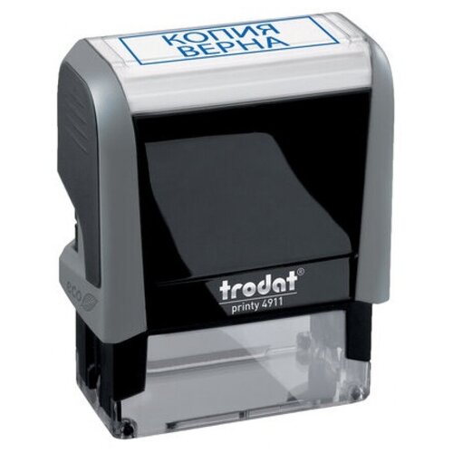 trodat штамп текстовый оплачено с датой Штамп со стандартным словом копия верна в рамке Trodat 4911, размер 38 мм х 14 мм, оттиск синий