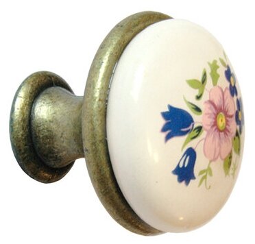 Ручка-кнопка мебельная "Цветок", D=27мм, керамика - фотография № 1