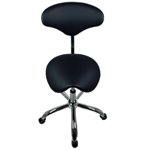 OKIRO / Стул-седло для мастера на колесах со спинкой HY 7015 / стул для парикмахера, косметолога