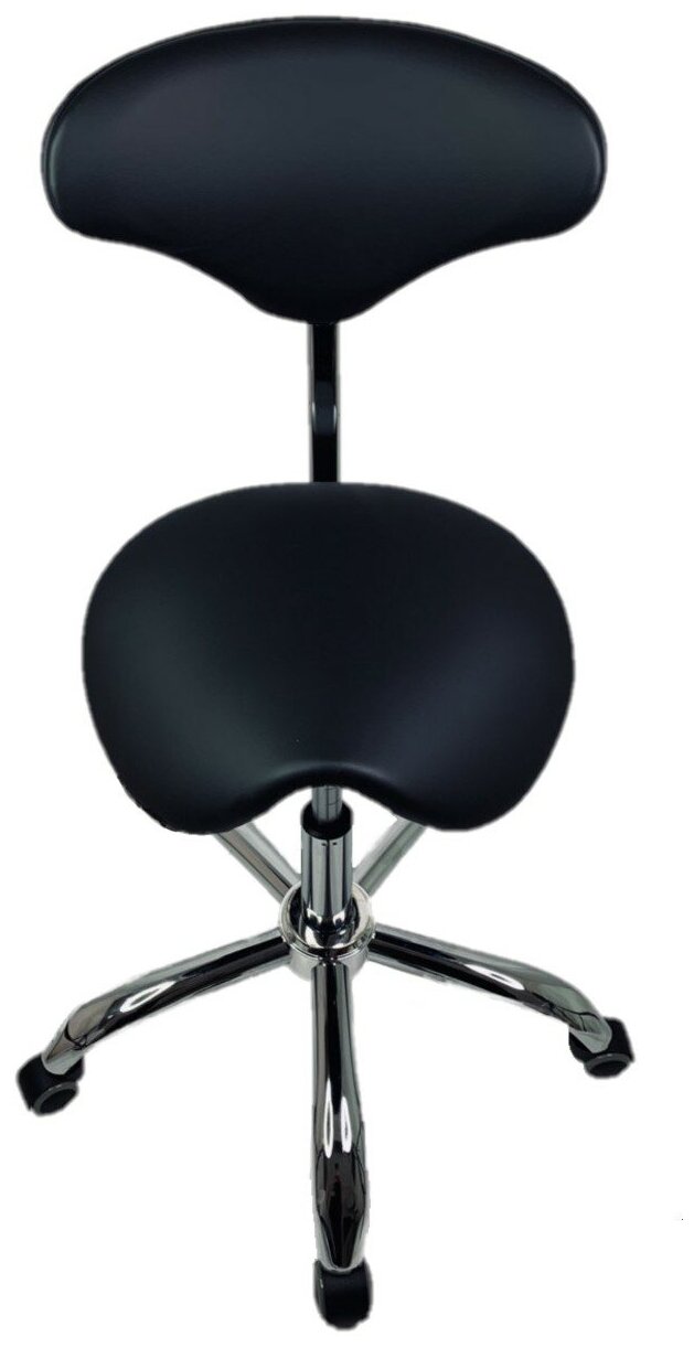 OKIRO / Кресло-седло для мастера на колесах со спинкой HY 7015 BL / стул-седло для парикмахера, косметолога