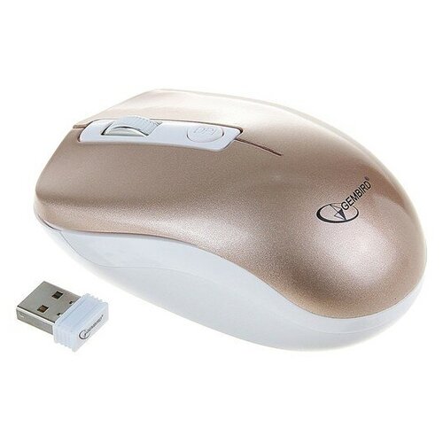 Мышь Gembird MUSW-400 беспроводная бесшумная 1600 dpi 2xAAA USB золотистая 545500₽