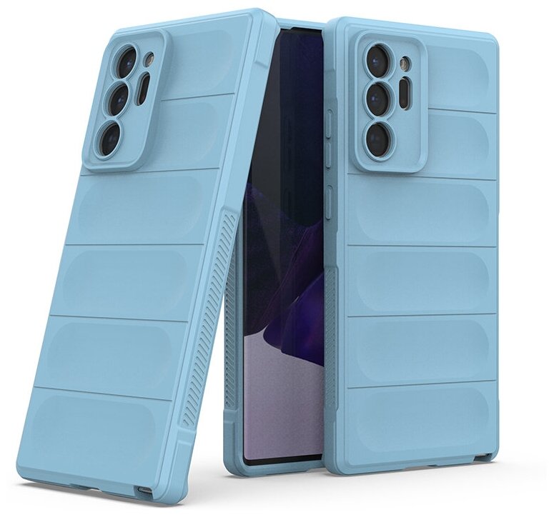 Противоударный чехол Flexible Case для Samsung Galaxy Note 20 Ultra голубой