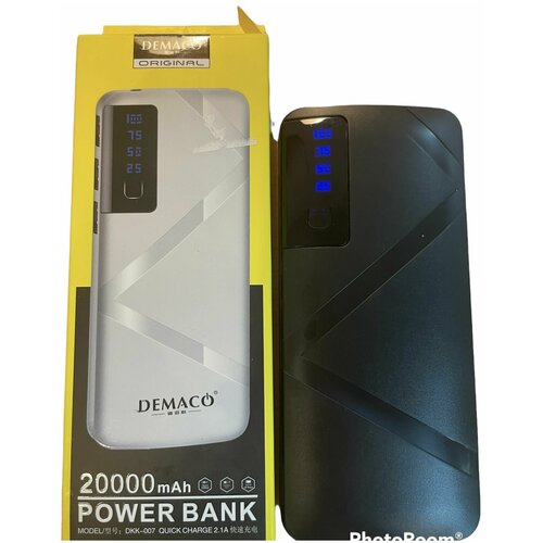 Внешний аккумулятор Power Bank DKK-007 20000 mah 3 USB черный с фонариком