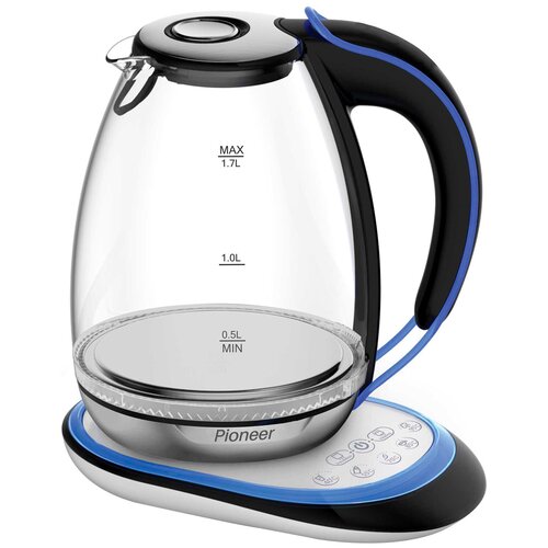 чайник pioneer ke820g стекло выбор и поддержание температуры Чайник PIONEER KE820G черный/синий
