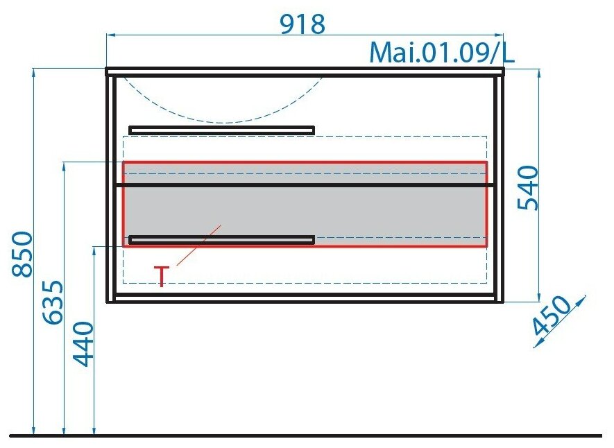 Тумба под раковину 90 см, дуб сонома, левая, Aqwella Miami Mai.01.09/L