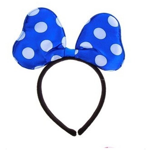 фото Карнавальный ободок с бантом в горошек размер малый цвет синий маски - карнавал