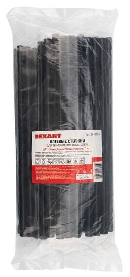 Стержни клеевые Rexant d=11 мм, L=270 мм, черные (упак. 1 кг)