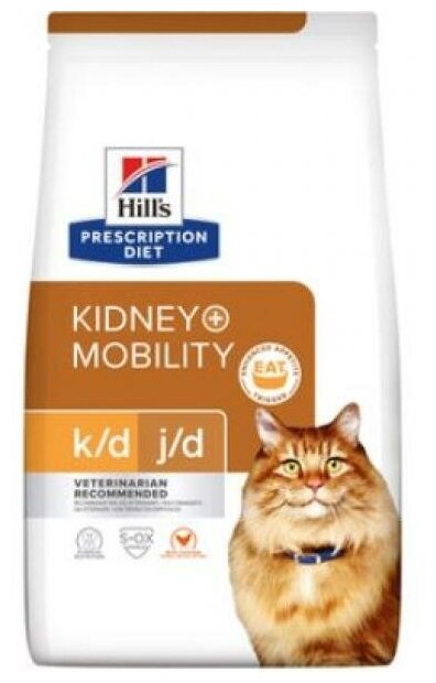 Сухой диетический корм для кошек Hill's Prescription Diet k/d + Mobility для поддержания здоровья почек и суставов, с курицей, 1,5кг - фотография № 5