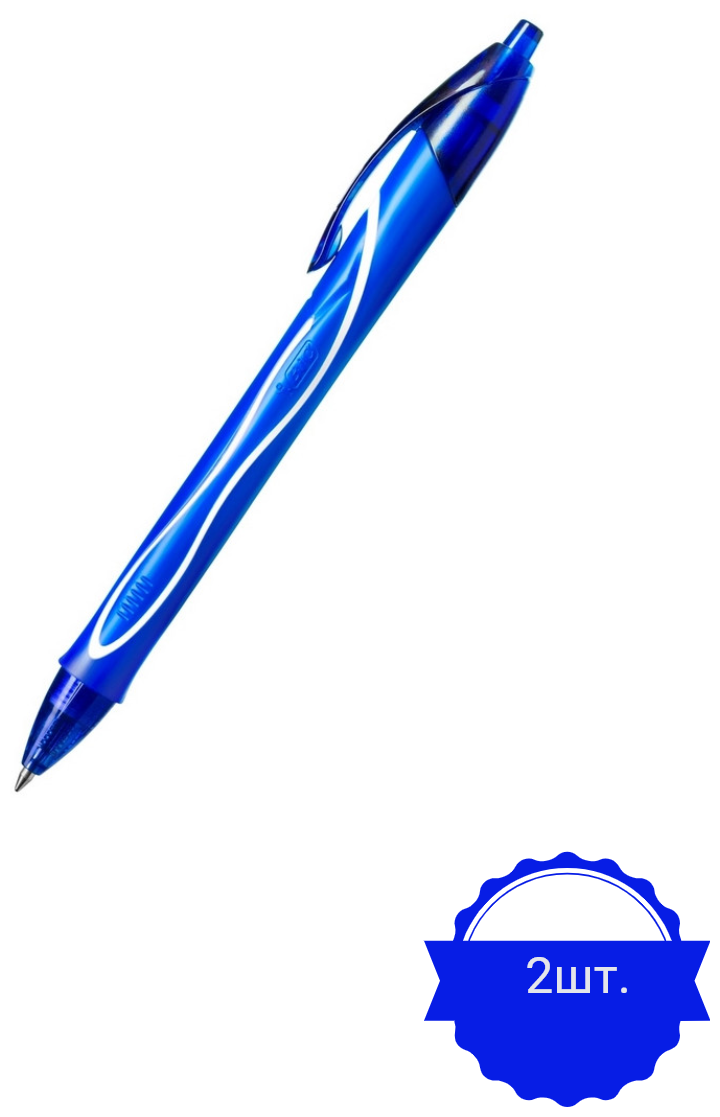 Ручка гелевая автоматическая BIC Gelocity Quick Dry,синий,0,35мм,прорезинованый корпус 2 штукиЯ