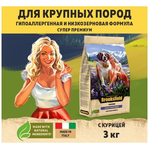 Сухой корм для взрослых собак крупных пород Brooksfield Adult Dog Large Breed Chicken & Rice Курица/рис 3 кг