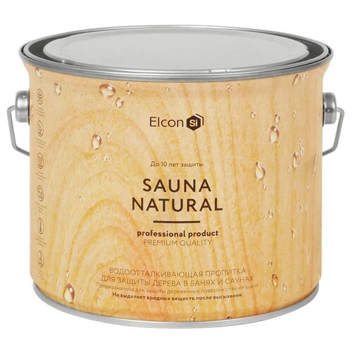 пропитка для бани и сауны elcon sauna natural молочный цвет 2 л Пропитка для древесины Sauna Natural (2 л) ELCON