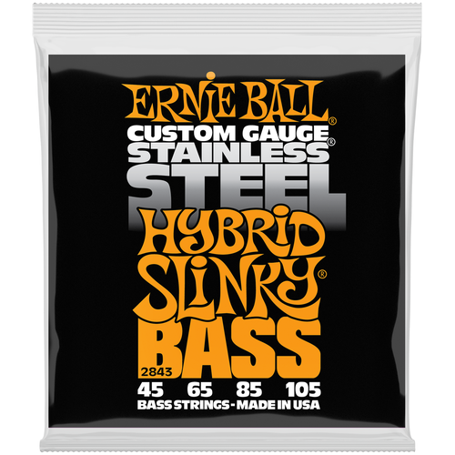 ERNIE BALL 2843 Stainless Steel Slinky Hybrid 45-105 Струны для бас-гитары dunlop electric bass stainless steel light dbs40100 40 100 струны для бас гитары