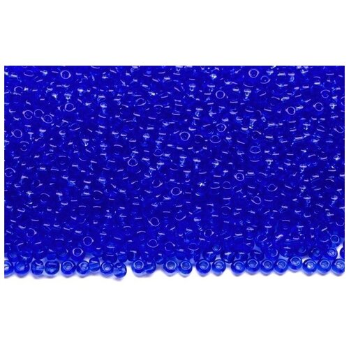 Бисер чешский PRECIOSA круглый 13/0 30050 синий прозрачный квадратное отверстие, 25г