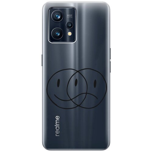 Силиконовый чехол с принтом Two Faces для Realme 9 Pro+ / Рилми 9 Про+ матовый чехол faces для realme 9 pro рилми 9 про с 3d эффектом красный