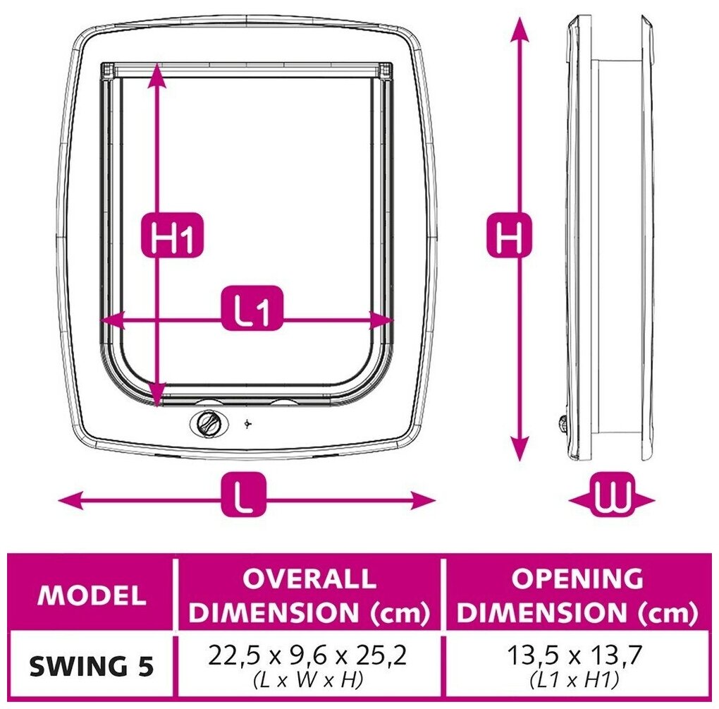 Автоматическая дверь FERPLAST SWING 5 для кошек, 22,5 х 25,2 х 9,6 см (белый) - фотография № 13