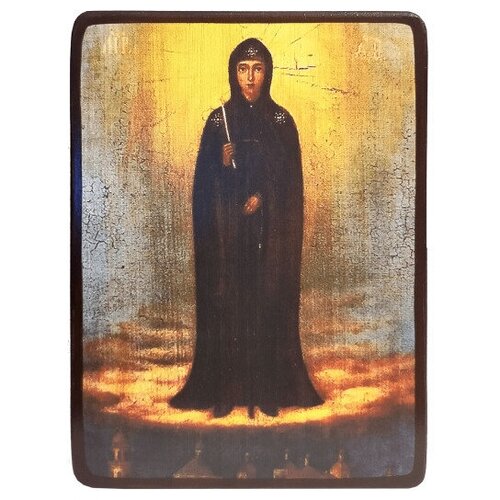 Икона Неугасимая Свеча Вратарница Божией Матери под старину, размер 6 х 9 см