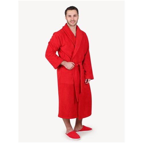 Мужской махровый халат, красный