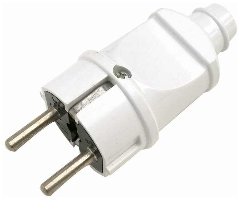 фото Вилка прямая с заземлением 16А белая 4140 IN HOME, цена за 1 шт.