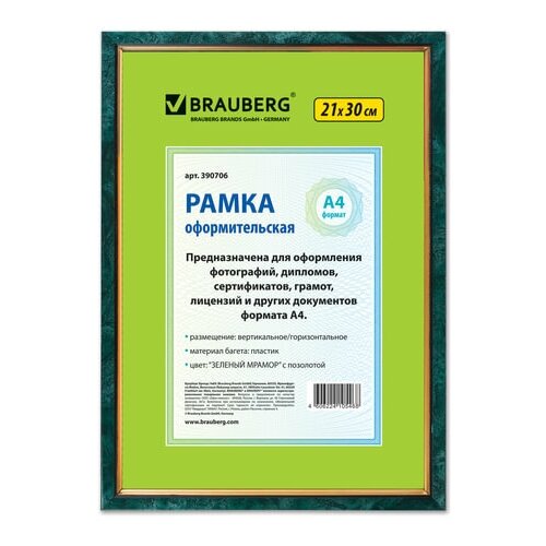 Рамка 21х30 см, пластик, багет 15 мм, BRAUBERG 