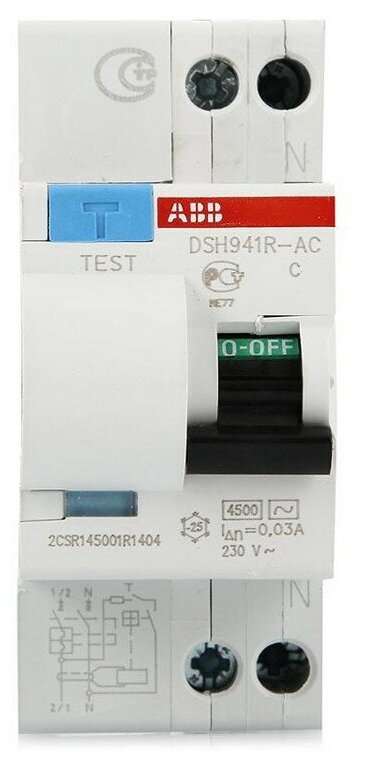 Дифференциальный автомат ABB DSH941R 2П 30 мА C 4.5 кА AC электромеханический 40 А - фотография № 3