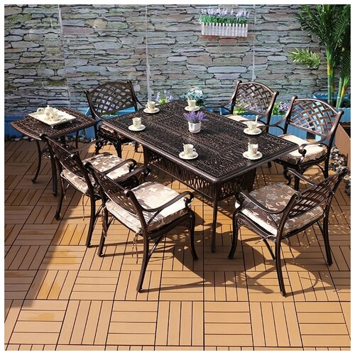 Обеденная группа из литого алюминия стол прямоугольный феникс 