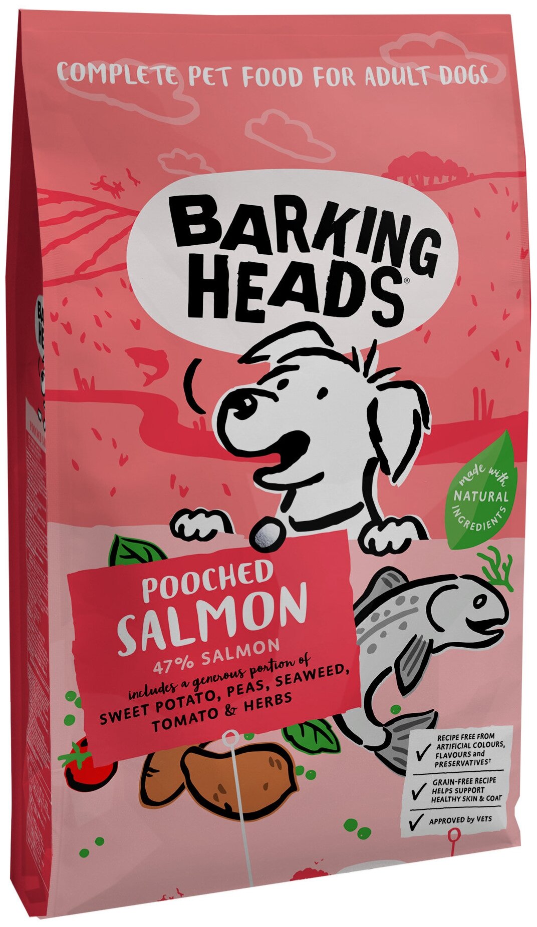Barking (Meowing) Heads Баркинг Хедс "Мисочку оближешь" (Pooched Salmon) (12 кг) Сухой беззерновой корм для собак с лососем и картофелем