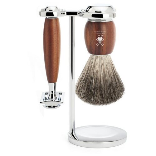 Бритвенный набор MUEHLE VIVO, слива, натуральный барсучий ворс, Т-образная бритва, (S 81 H 331 SR)