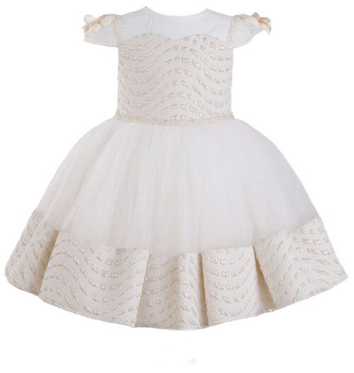 Платье LUGU, хлопок, нарядное, геометрический принт, размер 116, белый