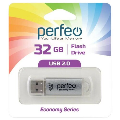 USB Флеш-накопитель USB накопитель Perfeo 32GB E01 Silver economy series