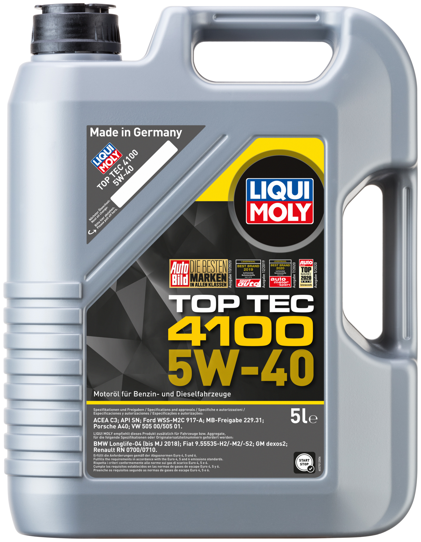 Моторное масло Liqui Moly Top Tec 4100 5W40 hc-синтетическое 5л