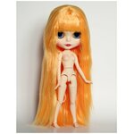 Кукла Блайз (Blythe) без одежды - глянцевое лицо с длинными морковного цвета волосами - изображение