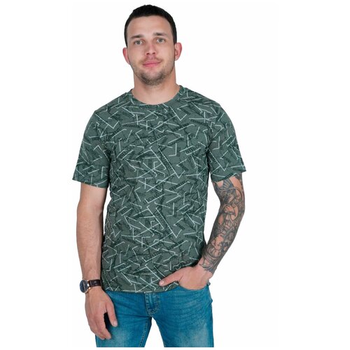 фото Футболка мужская liketeks "марк" базовая прямая спортивная (хаки) размер 48 иса-текс