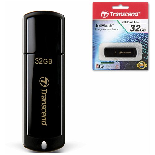 Флеш-диск 32 GB, TRANSCEND Jet Flash 350, USB 2.0, черный, TS32GJF350 - 1 шт