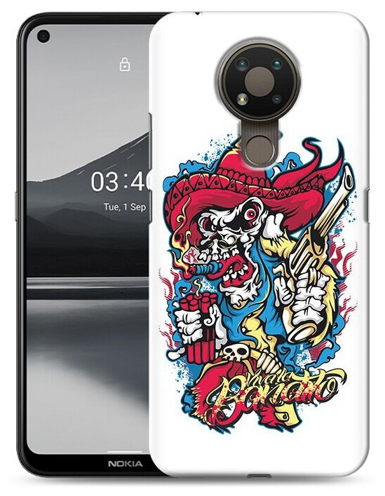Чехол задняя-панель-накладка-бампер MyPads нарисованный скелет с писталетом для Nokia 3.4 противоударный