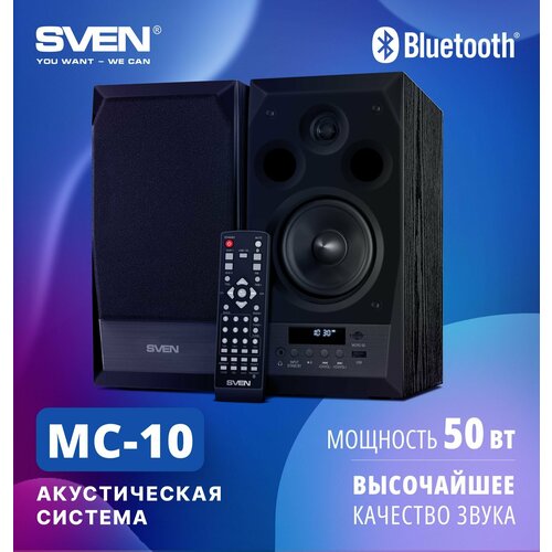 Сателлит SVEN MC-10, 2 колонки, черный dc12 ac 220v mini 2 channel power bluetooth 300w amplifier sd card player fm electronic hifi stereo audio amplifiers