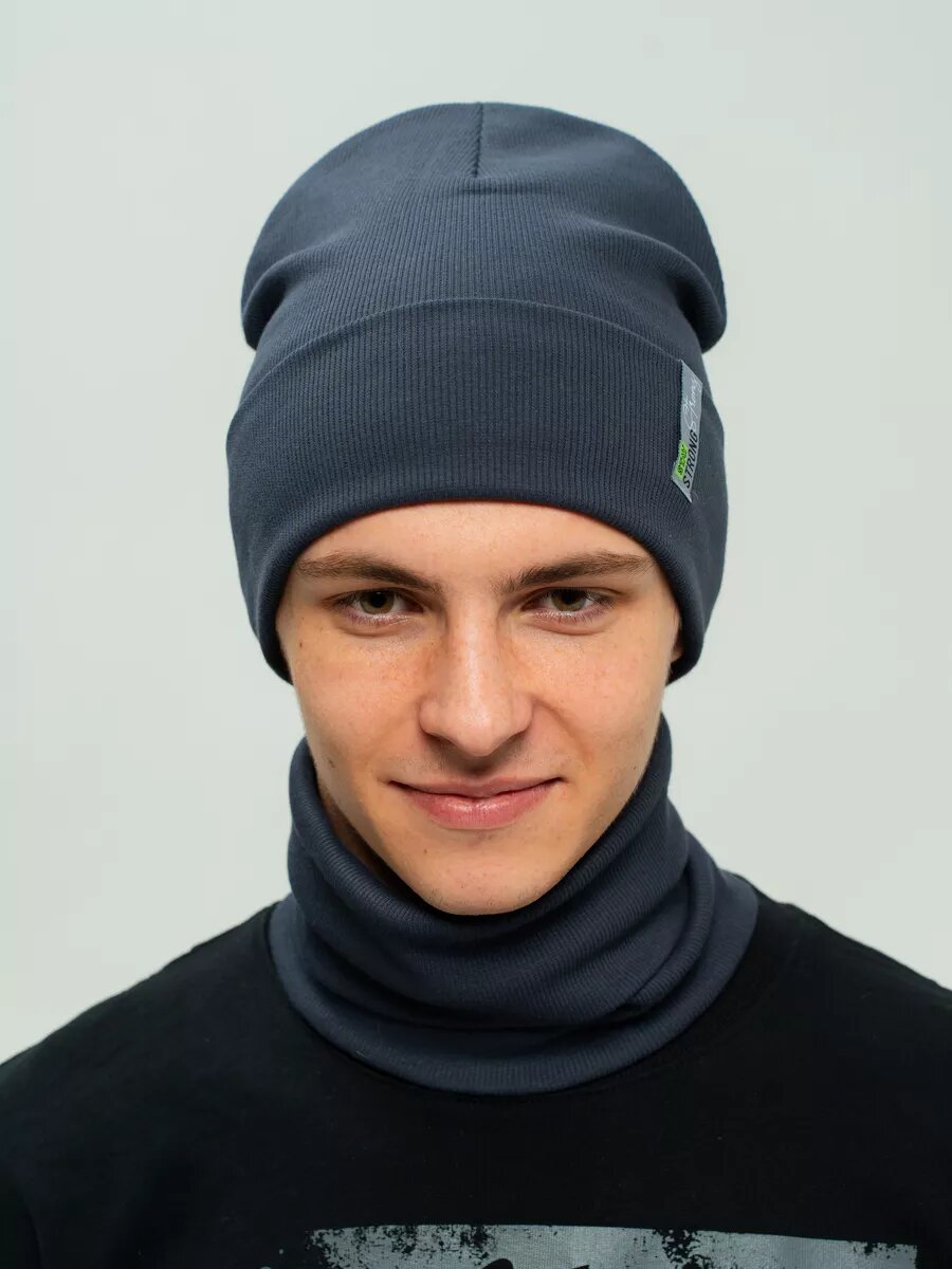 Комплект с головным убором L'AMIR для мальчиков и мужчин, 1 предмета, размер 54/58, графит — фото 1