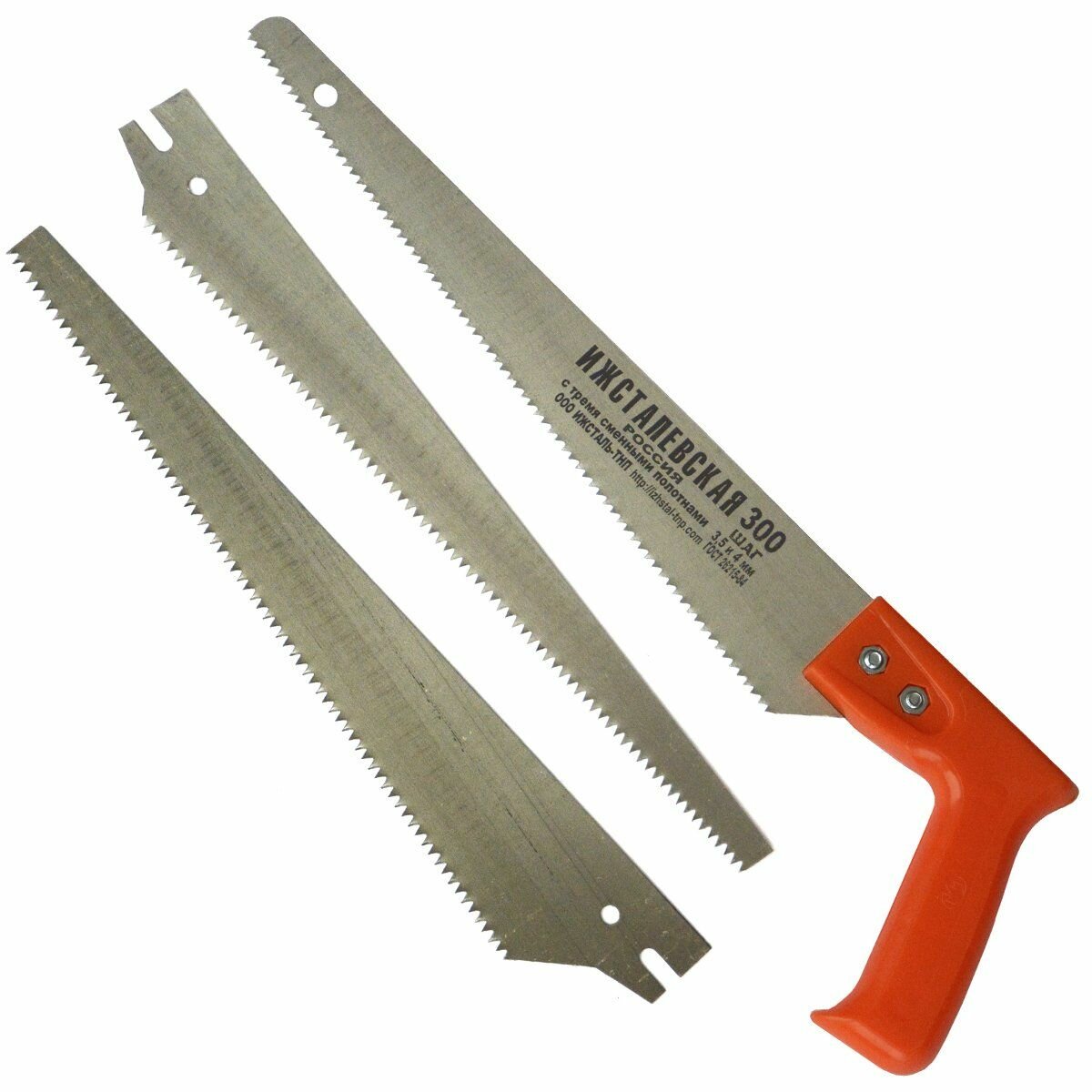Ножовка по дереву, 300 мм, 3 сменных полотна, пластиковая рукоятка (Ижсталь)