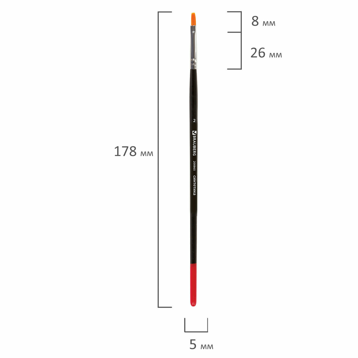 Упаковка 30 шт. Кисть BRAUBERG синтетика, плоская, №2, 200865 — фото 1