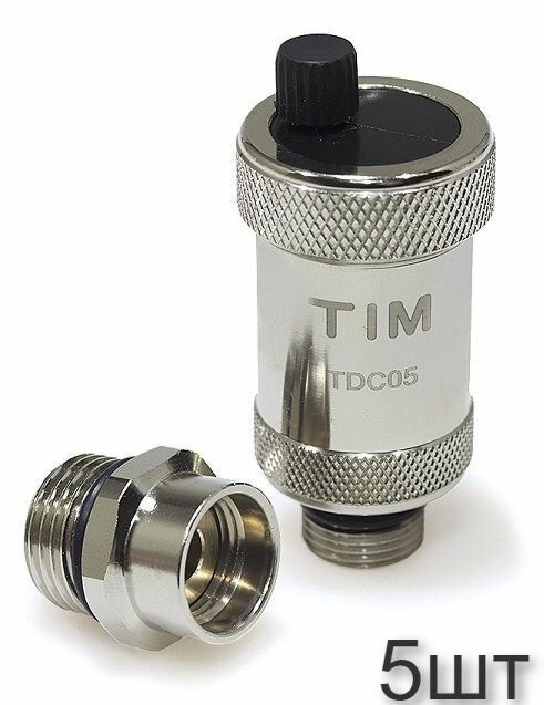 Автоматический воздухоотводчик прямой с запорным клапаном, хром 1/2" TIM BL5816
