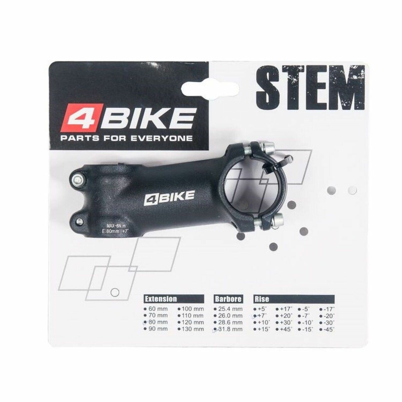Вынос 4Bike TDS-D507A, L:80, R:+7 , 31.8 мм.